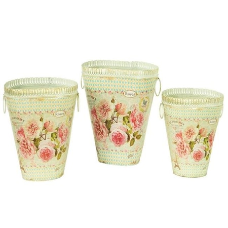Dolce Mela Dolce Mela DMMV743-S3 French Country Planters Vintage Metal Decorative Vases & Flower Pots - Set of 3 DMMV743-S3